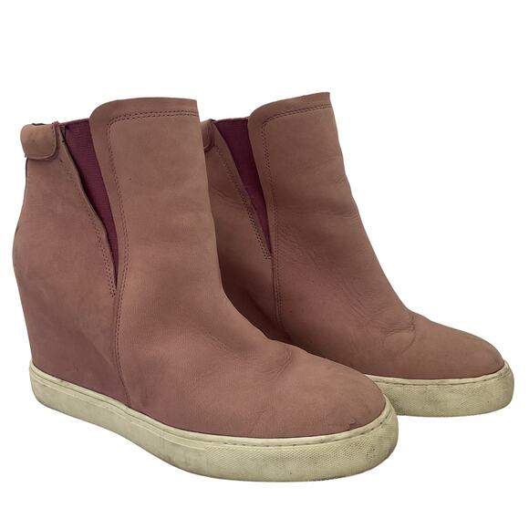 Kenneth Cole Women's Pink Leather Booties Hidden Wedge Size 9.5 - Preowned - Picture 1 of 7